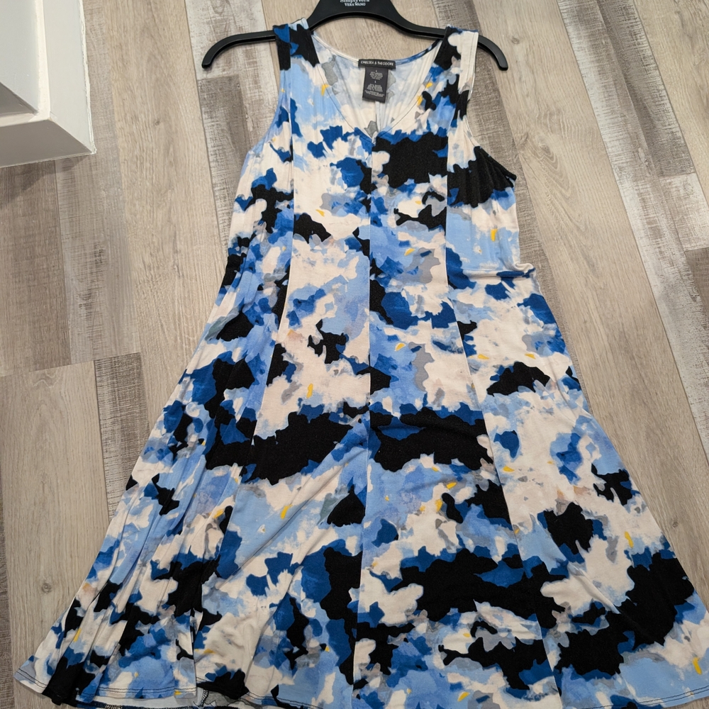 Chelsea & Theodore Blue and White Sleeveless Sundress
